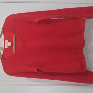 Peck & Peck Cashmere Classic Red V-Neck Sweater Size XL